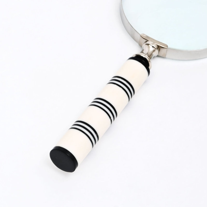 Elegant Cream & Black Resin Handle Magnifying Glass