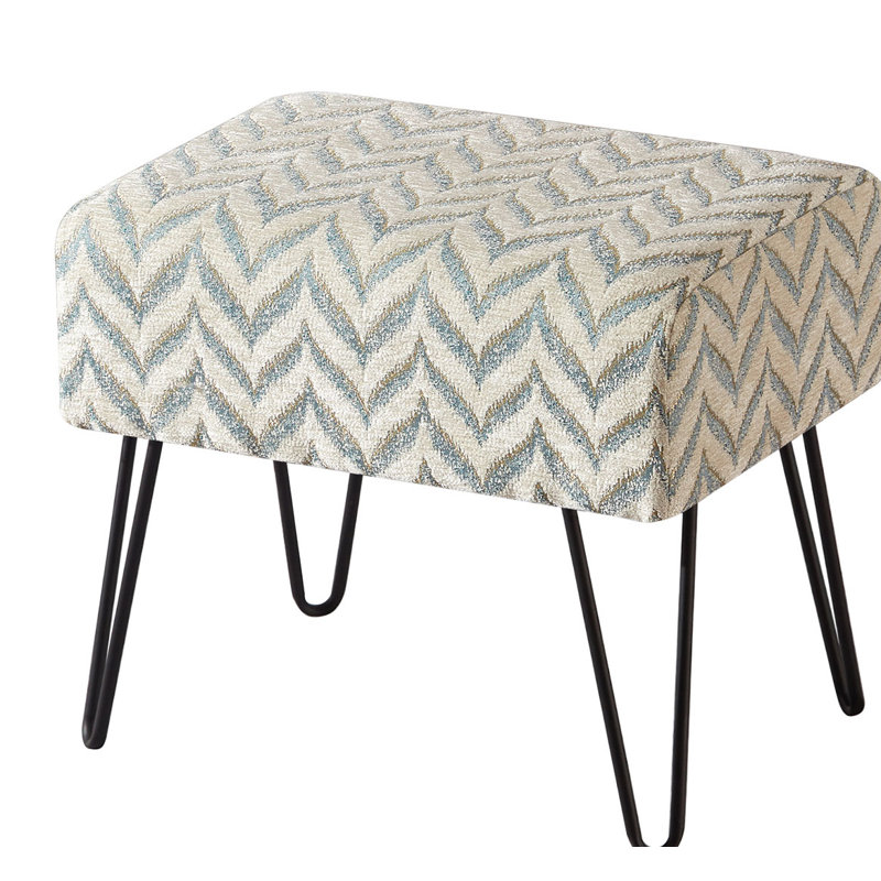 48.3cm Wide Rectangle Chevron Standard Ottoman, Light Blue