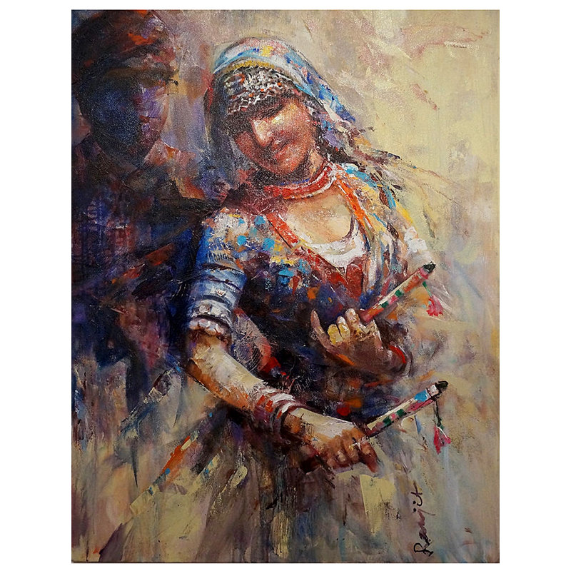 Le couple à Dandiya - Le rythme de l'amour | Acrylique sur toile