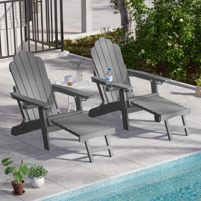 Weather Resistant Folding Adirondack Chair with Ottoman