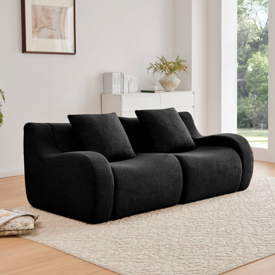 Canapé doux en tissu pelucheux sans os, sans assemblage requis, conception épurée, conception antidérapante 32D, éponge haute densité pour salon, noir