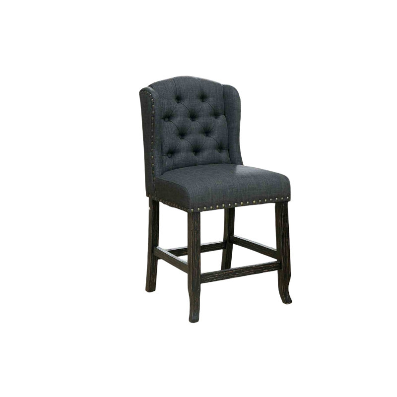 Rustic Counter Height Dining Chairs Set of 2 - Wingback Chairs with Distressed Nailhead Trim for Kitchen & Dining Room