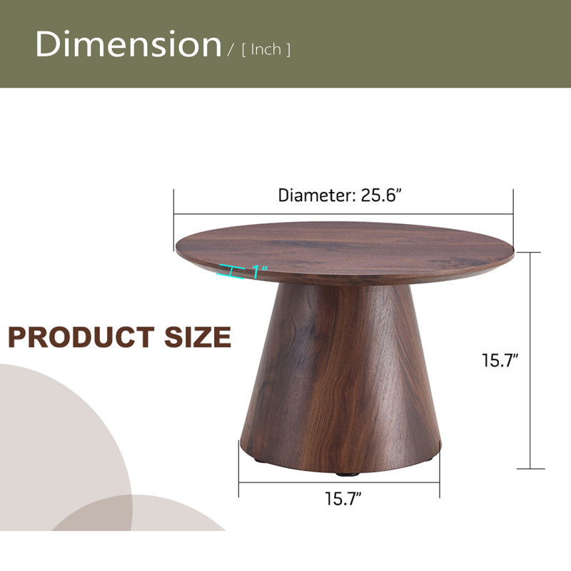 Table basse de style médiéval-moderne, avec placage en grain de bois, table basse ronde classique et ensemble de tables d'appoint