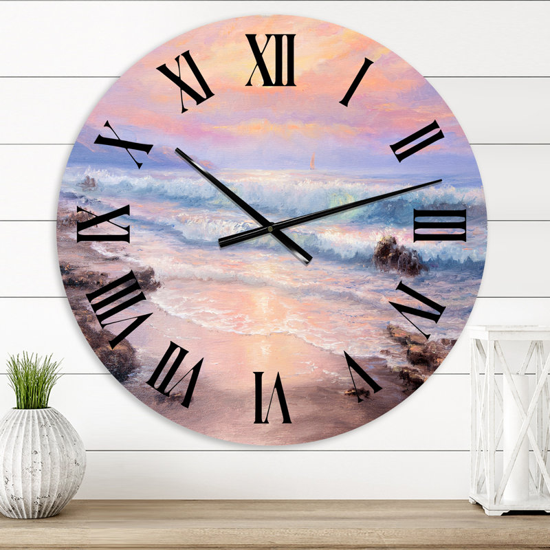 Horloge murale nautique et côtière pastel, Petit