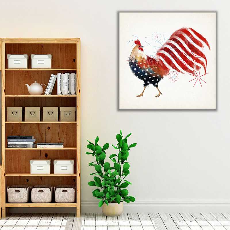 «Rooster Fireworks I», reproduction d'art sur toile, H 24 po x l 24 po
