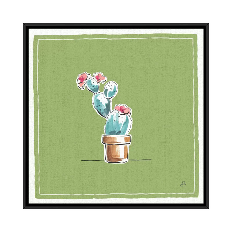 « désert fleuri ix », impression sur toile, H 18 po x l 18 po x P 1,5 po, Toile avec cadre flottant noir, Pas de tapis