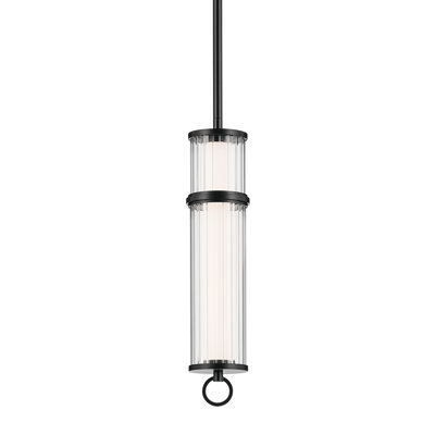 Luminaire suspendu 1 lumière DEL 15,5 pouces avec verre cannelé transparent