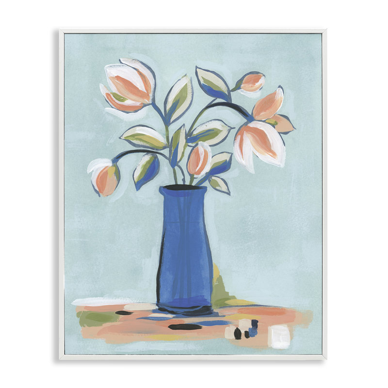 Art giclée rose et bleu moderne par June Erica Vess, Estampe numérique encadrée blanc bord de mer, H 14 po x l 11 po