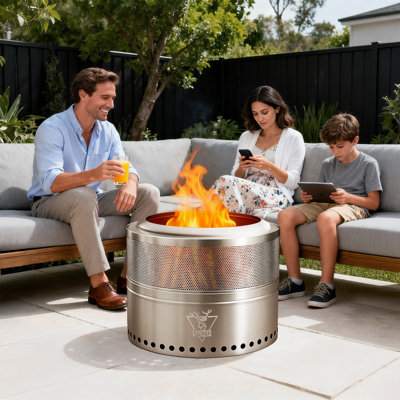 Foyer d'extérieur, foyer d'extérieur au feu de bois pliable sans fumée en acier inoxydable 17,7 po avec cendrier amovible