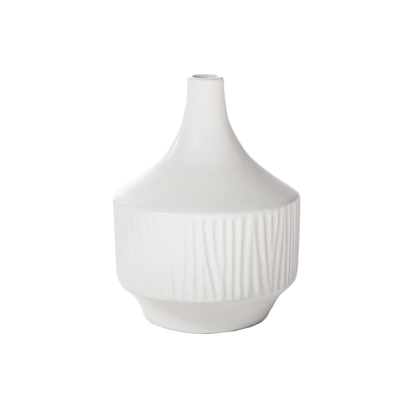 Jativa Ceramic / Porcelain Table Vase, 9" H x 6" W x 6" D, White