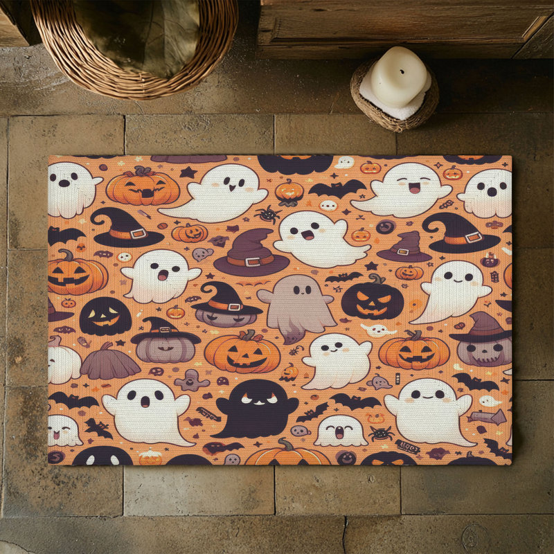 Tapis tressé Ghostly Gourds, Rectangulaire 3 pi x 5 pi
