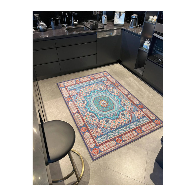 Multicolored Traditional Motif Ethnic Patterned Vintage Decorative Carpet, Rectangle 5'2" x 7'7"