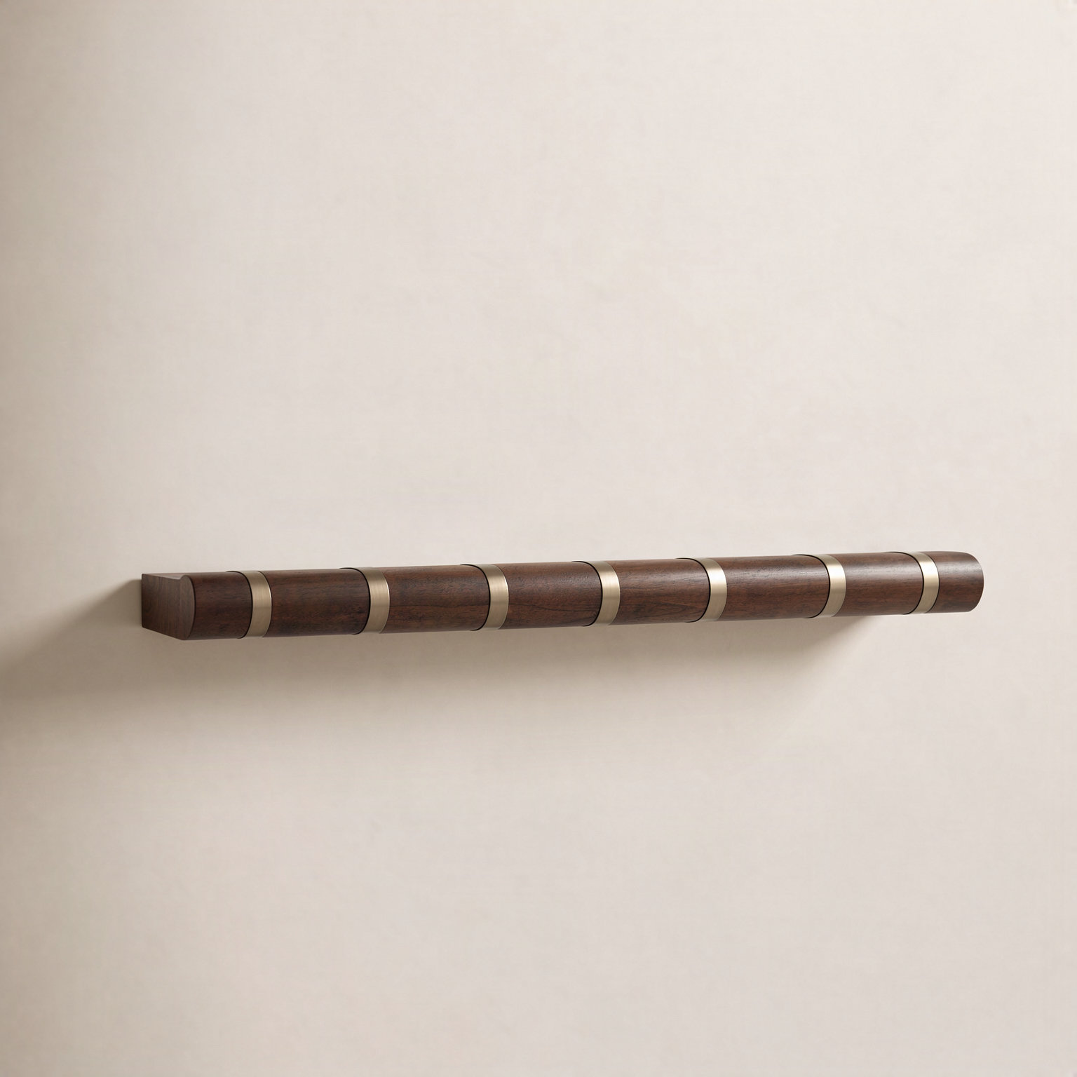 8-Hook Solid Wood Coat Rack, Light Walnut/Warm Gold