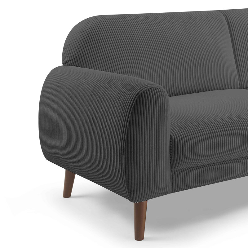 Iris 222Cm Round Arms Sofa, Grey Corduroy