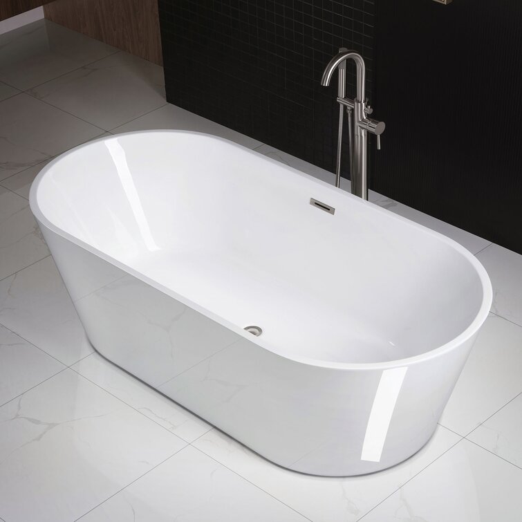 WoodBridge 71'' x 31.5'' Freestanding Acrylic Bathtub with Faucet & Reviews