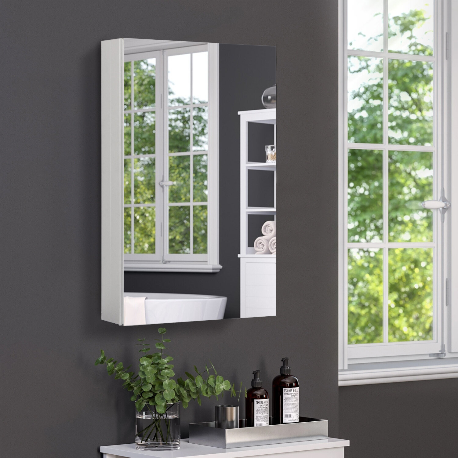 Davion 16'' W 36'' H Recessed Frameless Medicine Cabinet with Mirror and 4  Adjustable Shelves