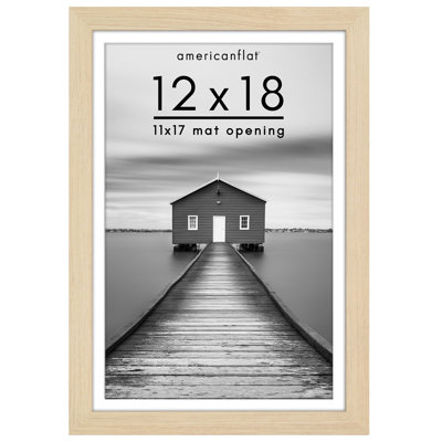 Picture Frame - Americanflat Frame with Mat - Wide Molding - Shatter-Resistant Glass