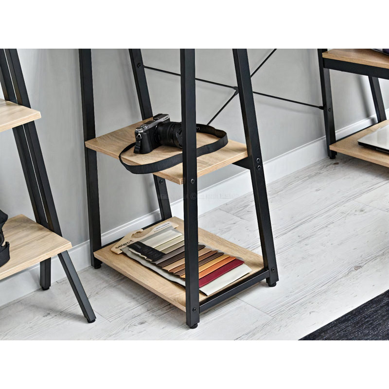 Reda Metal Base Writing Desk, Black, Oak