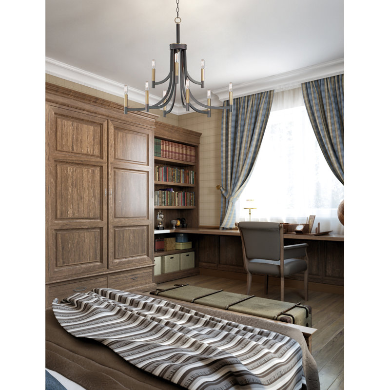 Crumrine 9 - Light Dimmable Chandelier, Bronze/Antique Brass