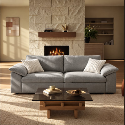 Causeuse modulaire en mélange de duvet à 2 places 2 pièces Modern Chenille Cloud, assemblage sans outil, housses lavables
