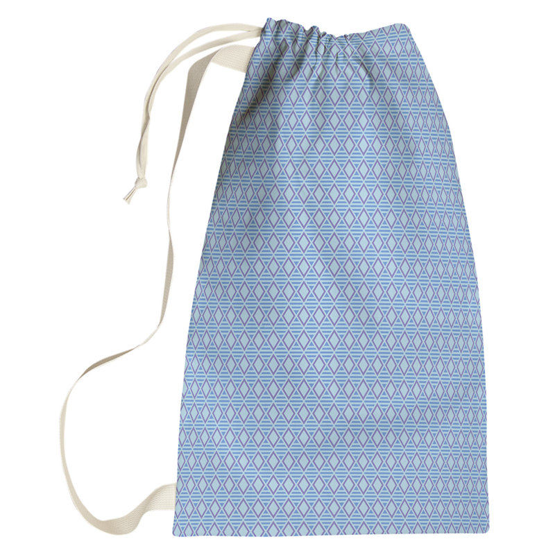 Sac à linge à motif géométrique, Petit (H 64 po x l 20 po x P 1,5 po), Bleu clair