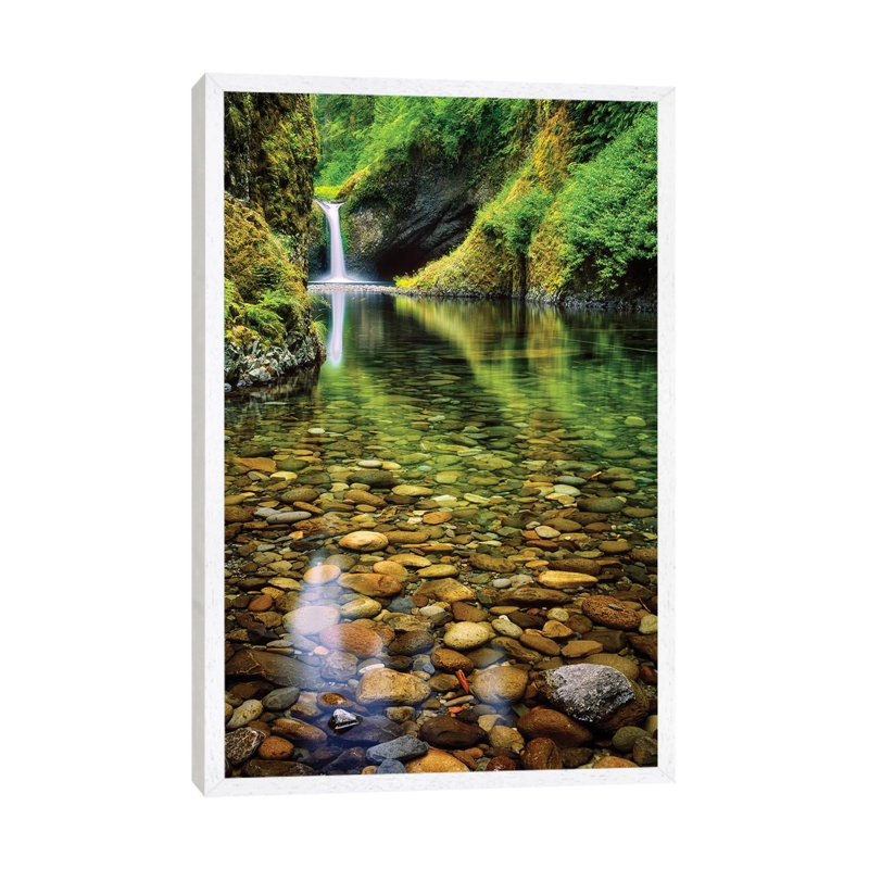 Peeble Falls 1 Piece Wall Art on Canvas, 66.04cm H x 45.72cm W x 3.81cm D, White Framed