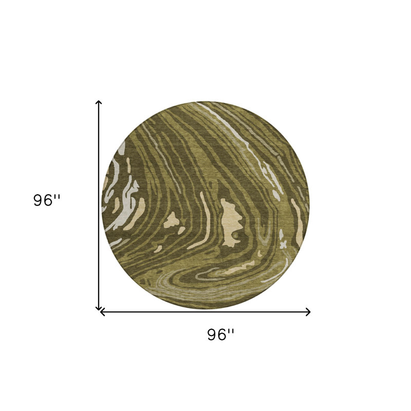 Tapis rond 8 po Olive Green