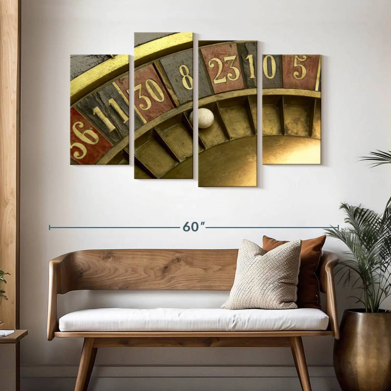 Senne Vintage Roulette Wheel, 32" H x 52" W
