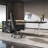 70.87"Black Rectangular Solid Pine Wood Desk with Side Cabinet and Chair Set-106815045