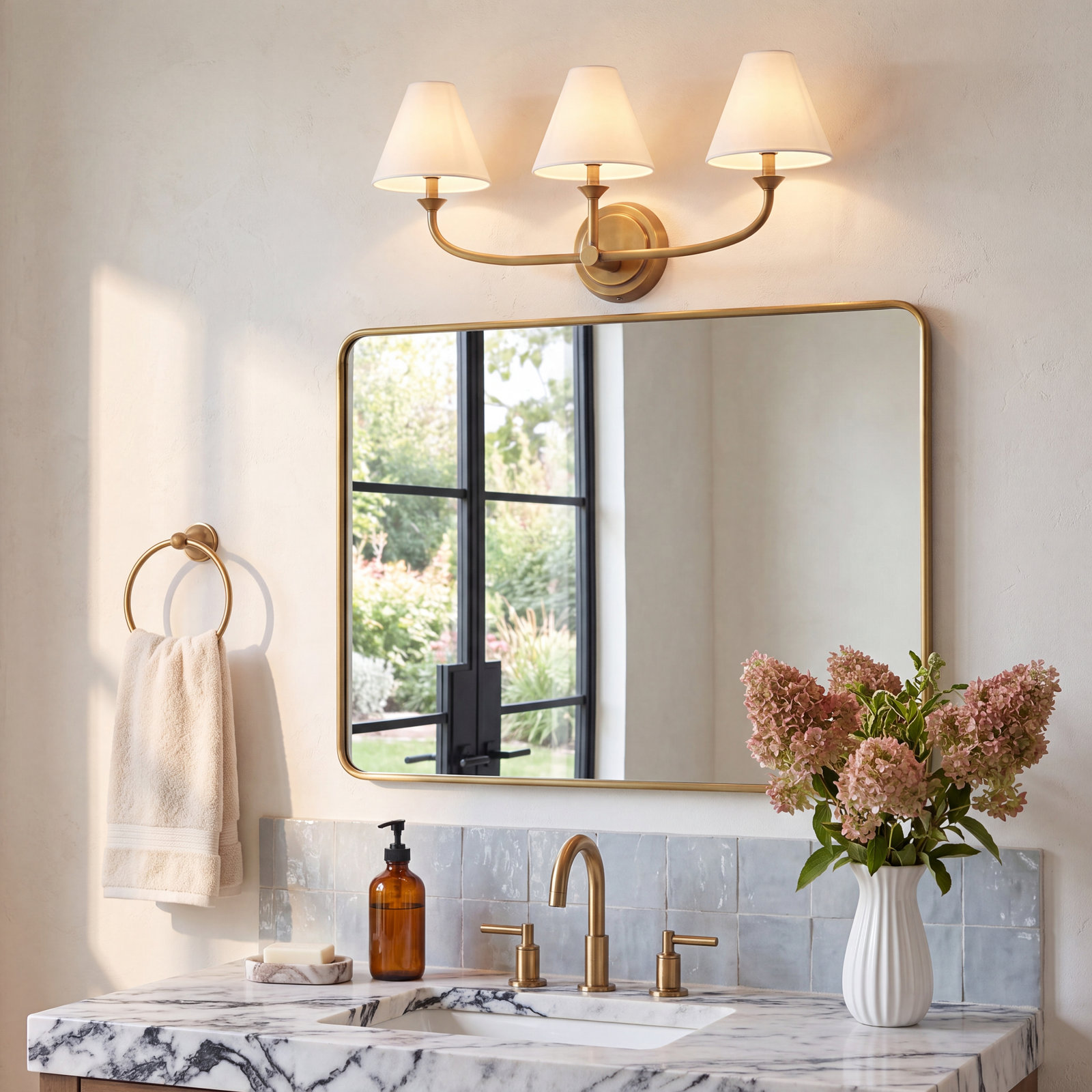 Greta 3-Light Bath Sconce, Gold