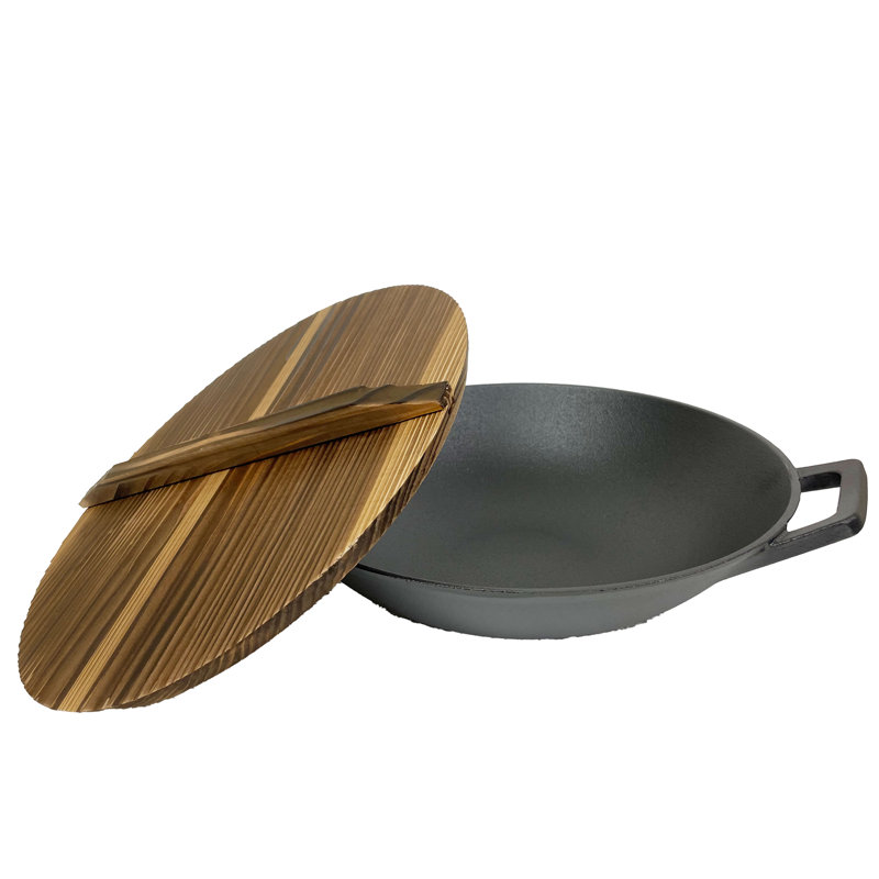 Cuisiland 14'' Cast Iron Wok with Lid