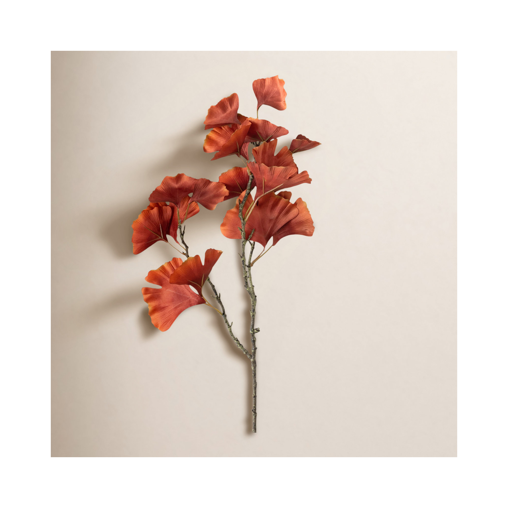 28" Artificial Red Fall Gingko Spray