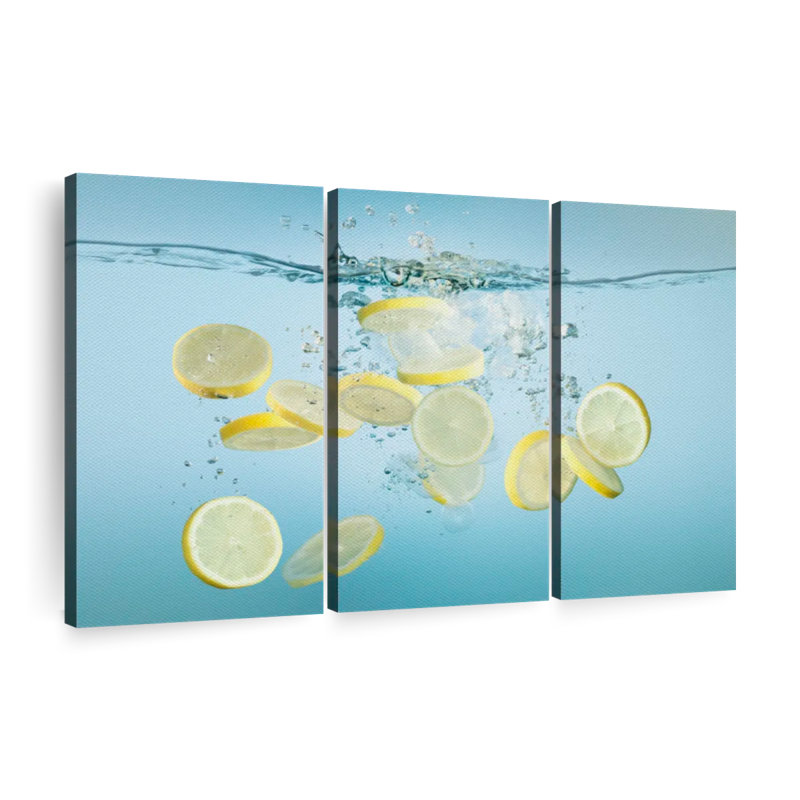 "Tranches de citron dans l'eau" sur toile, H 45 po x l 28 po