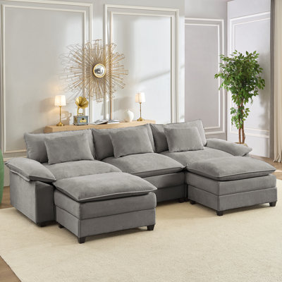 118" Oversized Modular Sectional with Ottoman & 61" Deep Seating