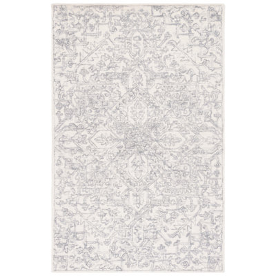 Tapis oriental beige / gris en laine / coton touffeté à la main Bellwether