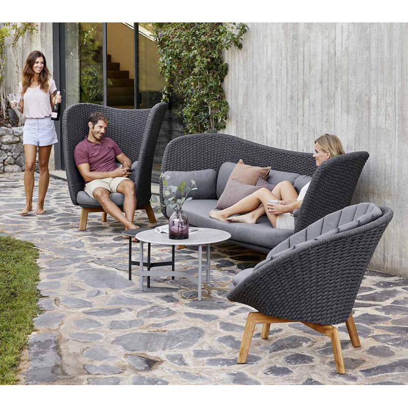 Twist Outdoor Round Coffee Table, 17.8" , Lava Gray, Gray