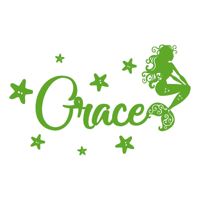 Décalcomanie murale chambre de bébé sirène, Vert tilleul