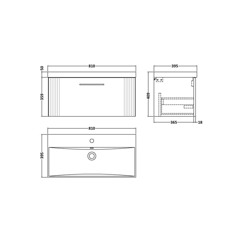 Deco 810mm Single Bathroom Vanity with Integrated Vitreous China Basin, Satin Green