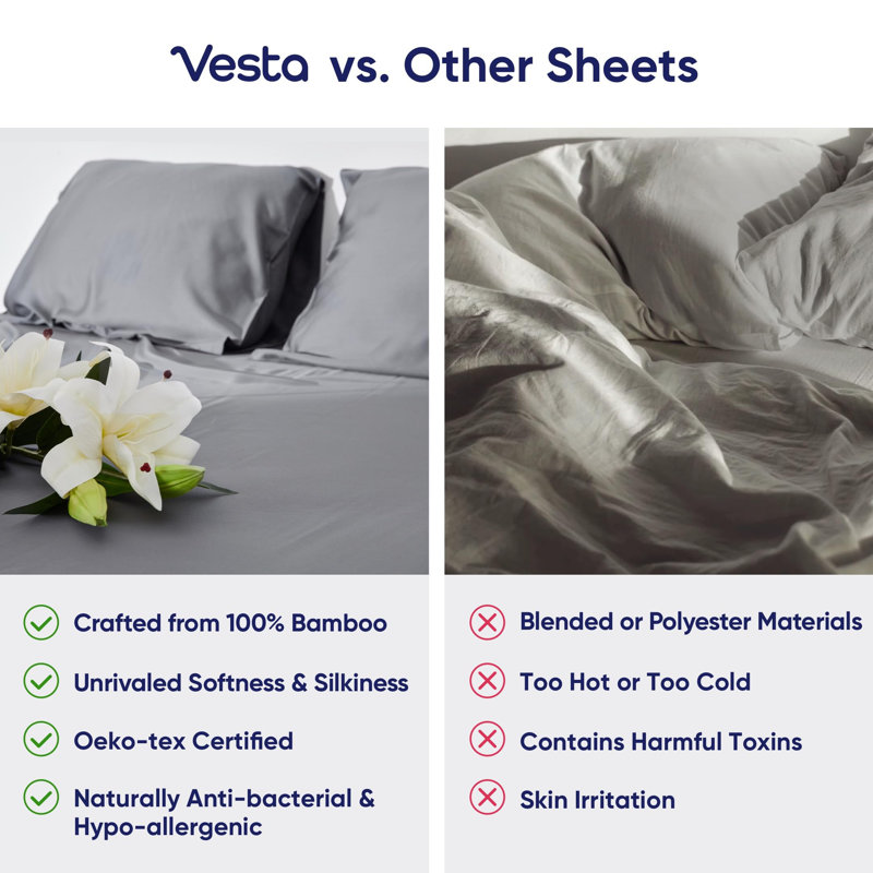 SuperBamboo™ Cool & Smooth Sheet Set, King Sheet Set with Fitted Sheet and Pillowcase, Pacific Blue