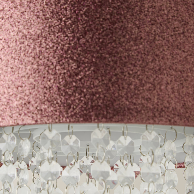 34cm H Cotton Blend Drum Pendant Shade ( Slip-On ) in Pink