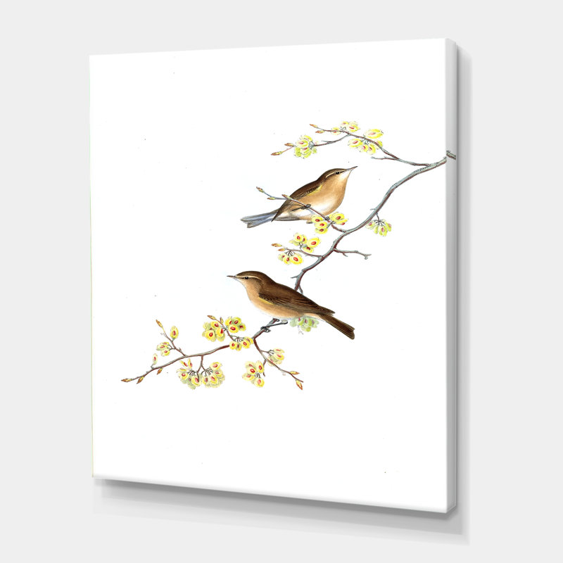 «Little Birds On The Tree Branches II», peinture sur toile, H 32 po x l 24 po x P 1 po, Toile tendue