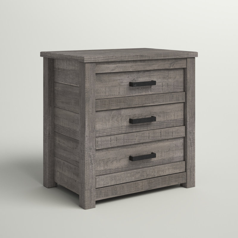Romney 26'' W Solid Wood Nightstand, Antique Gray