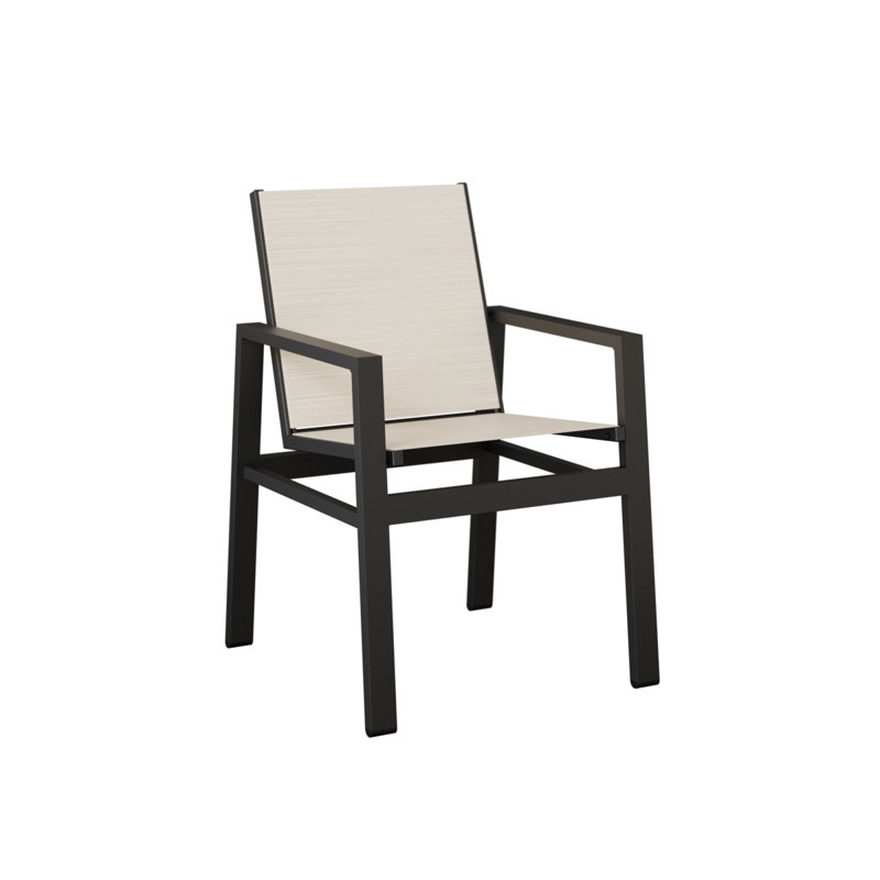 Chaise d'extérieur en aluminium avec tissu Sling Vida, Ormeau Kozo, Noir mat