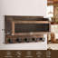 Wall Mount Storage Shelf, Wooden Wall Key Organizer with 5 Key Hooks Brown for Entryway