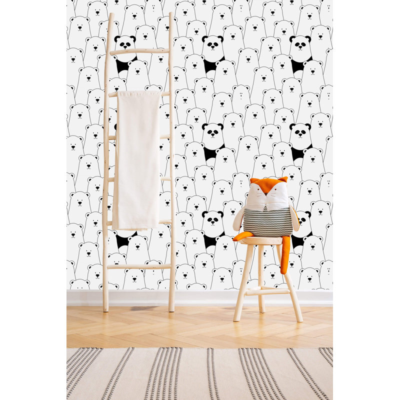 Rouleau de papier peint à peler et coller Dooltle Pandas and Bears, L 10,42 po x l 25 po