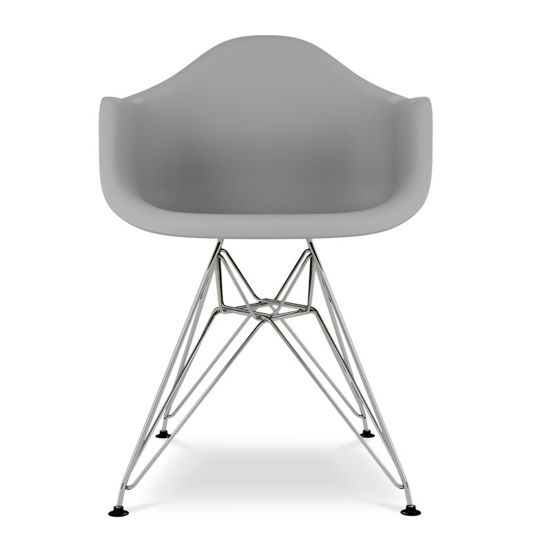 Chaise de salle à manger grise et argentée en plastique robuste