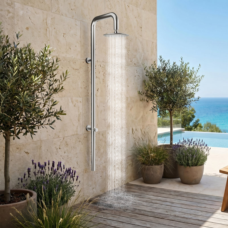 Douche d'extérieur 63 po H 63 po, Nickel Brusahed