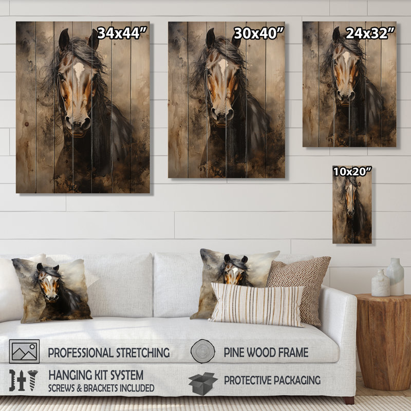 «Keelee White Horse», impression sur bois, H 40 po x l 30 po x P 0,78 po