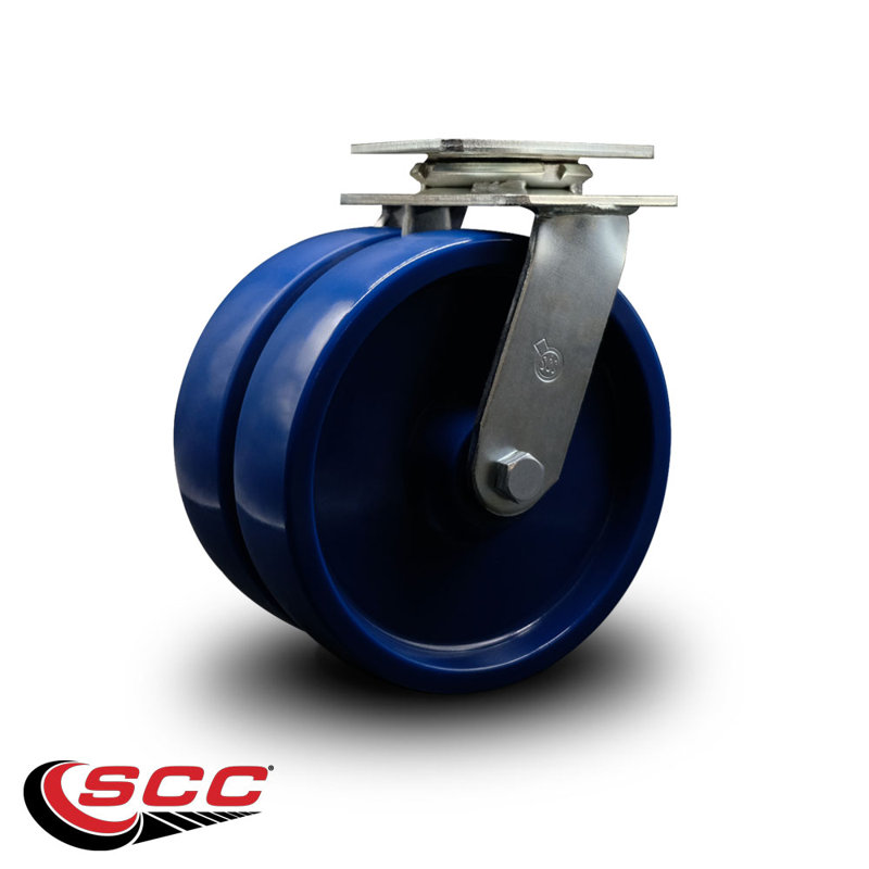 8 Inch Dual Solid Polyurethane Wheels Swivel Caster with Roller Bearing SCC