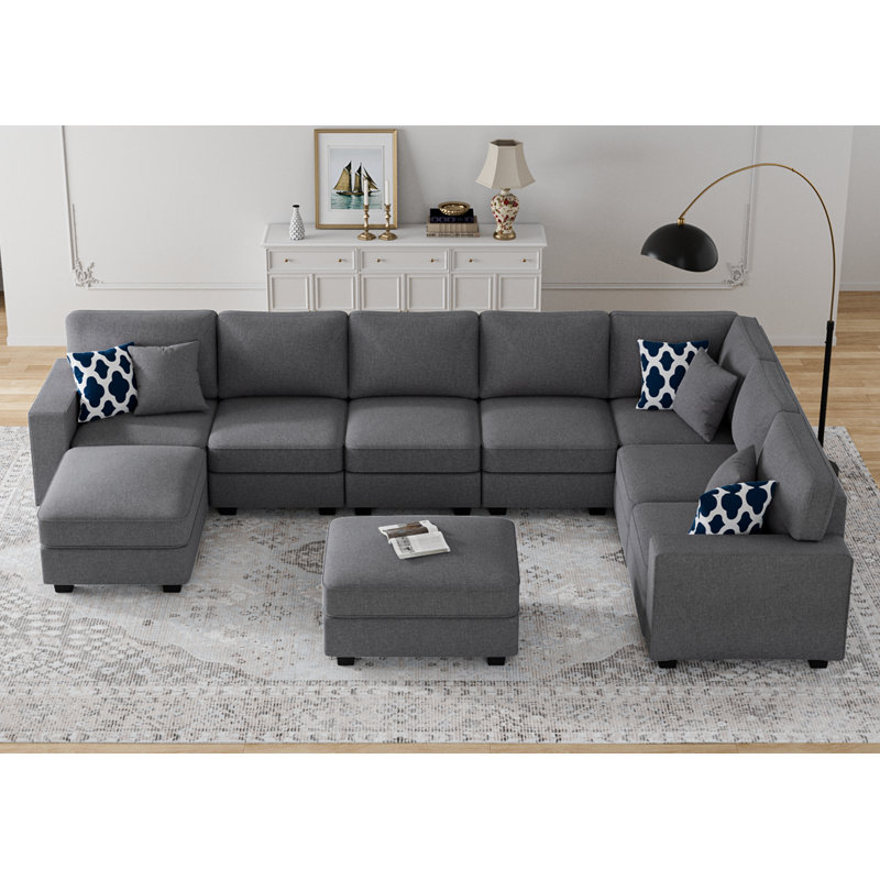 Reversible Flexible Combination Modular Sectional, Dark Gray Polyester Blend